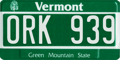 VT license plate ORK939