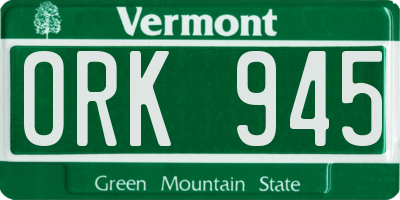 VT license plate ORK945