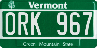 VT license plate ORK967