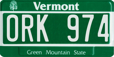 VT license plate ORK974