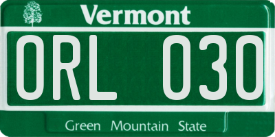 VT license plate ORL030