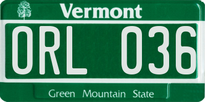 VT license plate ORL036