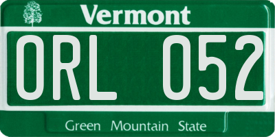 VT license plate ORL052