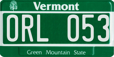 VT license plate ORL053