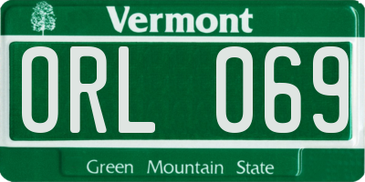 VT license plate ORL069