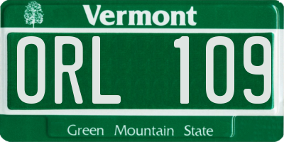 VT license plate ORL109