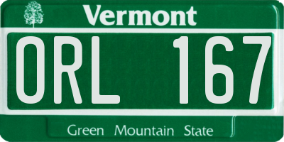 VT license plate ORL167