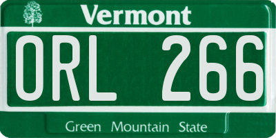 VT license plate ORL266