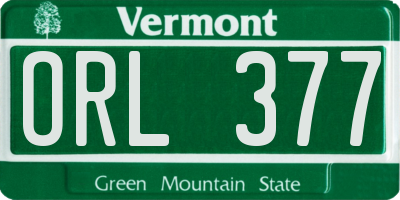 VT license plate ORL377
