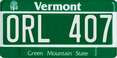 VT license plate ORL407