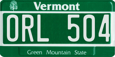 VT license plate ORL504