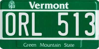 VT license plate ORL513