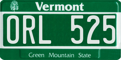 VT license plate ORL525