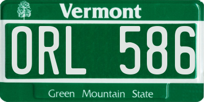 VT license plate ORL586