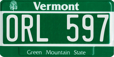 VT license plate ORL597