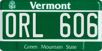 VT license plate ORL606