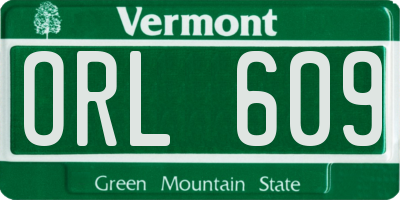 VT license plate ORL609
