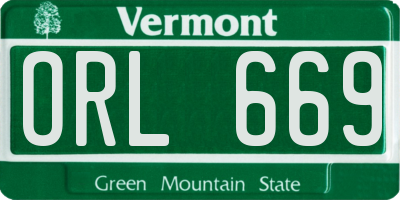 VT license plate ORL669