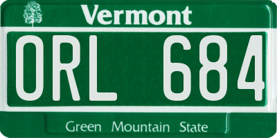 VT license plate ORL684