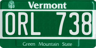 VT license plate ORL738