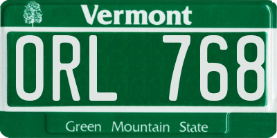 VT license plate ORL768
