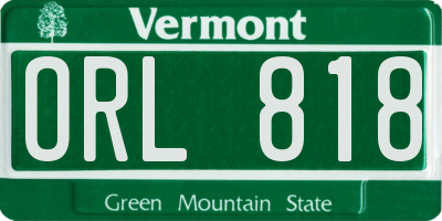 VT license plate ORL818