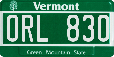 VT license plate ORL830