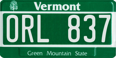 VT license plate ORL837
