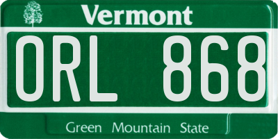 VT license plate ORL868