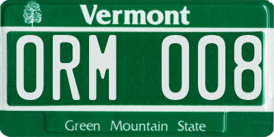 VT license plate ORM008