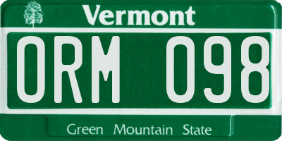 VT license plate ORM098
