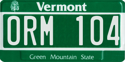 VT license plate ORM104