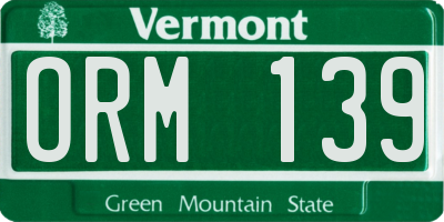 VT license plate ORM139