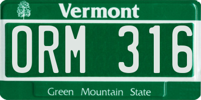 VT license plate ORM316