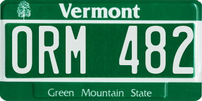 VT license plate ORM482