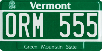VT license plate ORM555