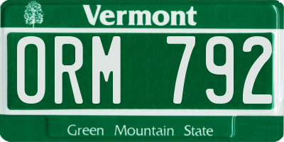 VT license plate ORM792