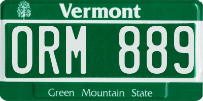 VT license plate ORM889