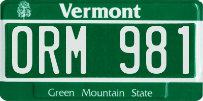 VT license plate ORM981