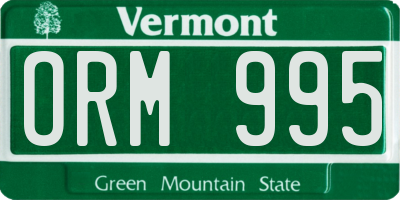 VT license plate ORM995