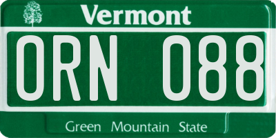 VT license plate ORN088
