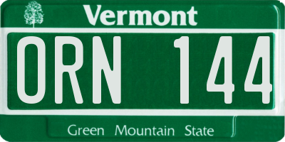 VT license plate ORN144