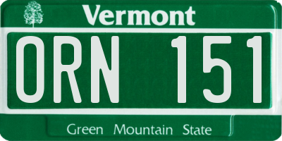 VT license plate ORN151