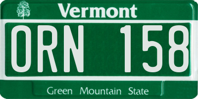 VT license plate ORN158