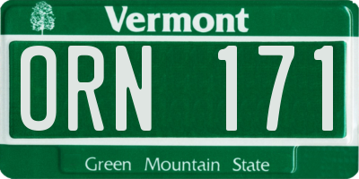 VT license plate ORN171