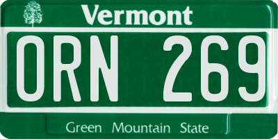 VT license plate ORN269