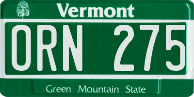 VT license plate ORN275
