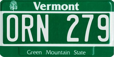 VT license plate ORN279
