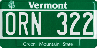 VT license plate ORN322