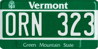 VT license plate ORN323